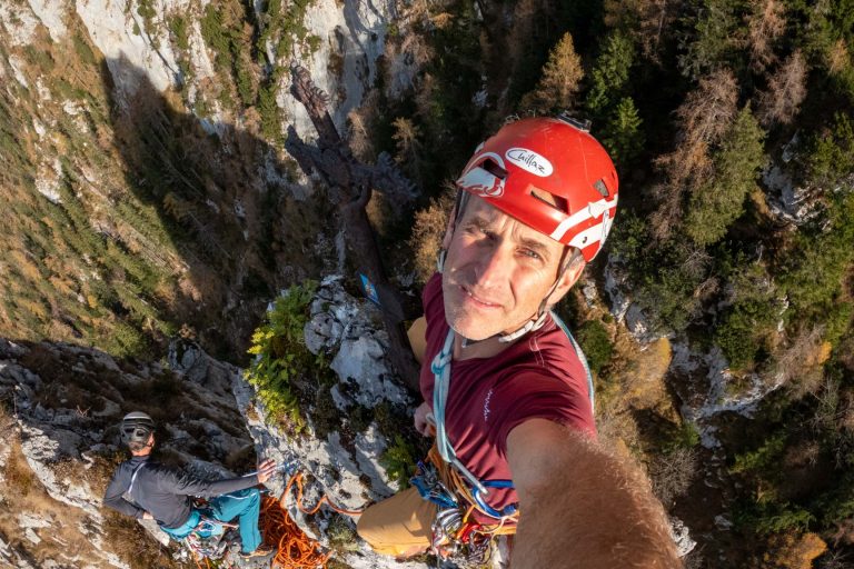 Ich sitze auf dem spitzen Kalkturm.